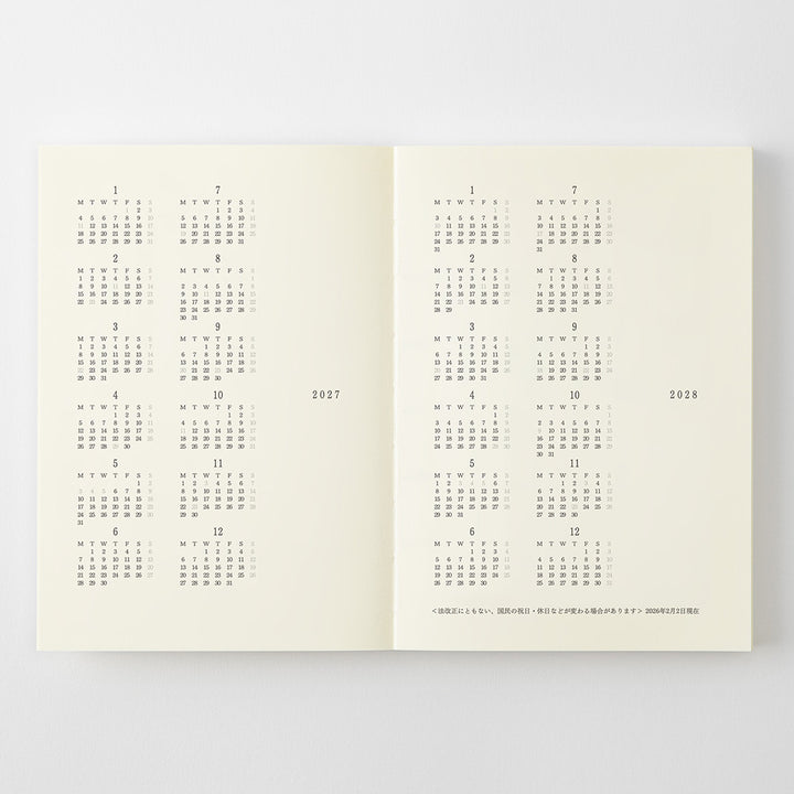 Midori A6 Notebook Diary 2027