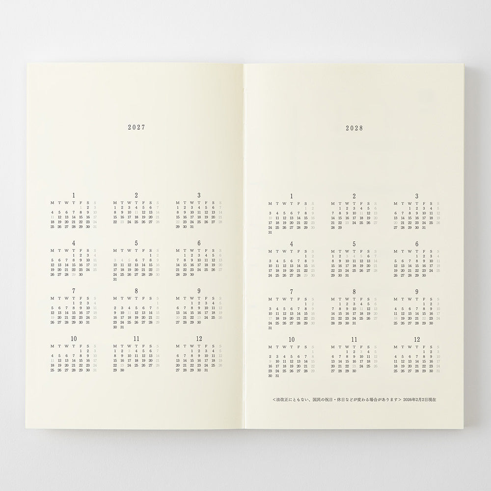 Midori B6 Slim Notebook Diary 2027