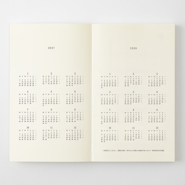 Midori B6 Slim Notebook Diary 2027