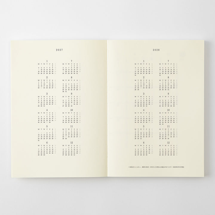 Midori A5 Slim Notebook Diary 2027