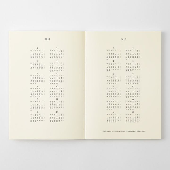 Midori A5 Thin Notebook Diary 2027