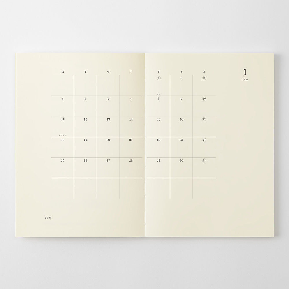 Midori A5 Thin Notebook Diary 2027