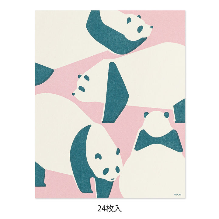 MIDORI Easy &amp; Cozy Letter Pad – Panda featuring sketch-style panda silhouettes on unlined paper with a soft retro print design.