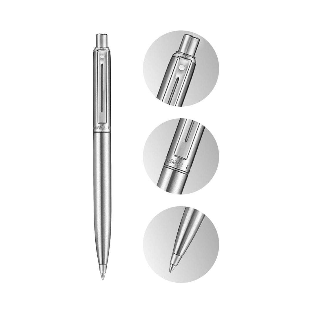 Sheaffer Sentinel Metal 330 Brushed Chrome Ballpoint Pen with Chrome Trims (WW31) — Sheaffer ballpoint pen — reliable smooth-writing everyday pen, at Cityluxe Singapore