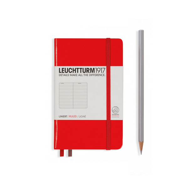 Leuchtturm1917 A6 Pocket Hardcover Notebook in Ruled / Red — Leuchtturm1917 notebook — quality writing journal with premium paper, at Cityluxe Singapore stationery store