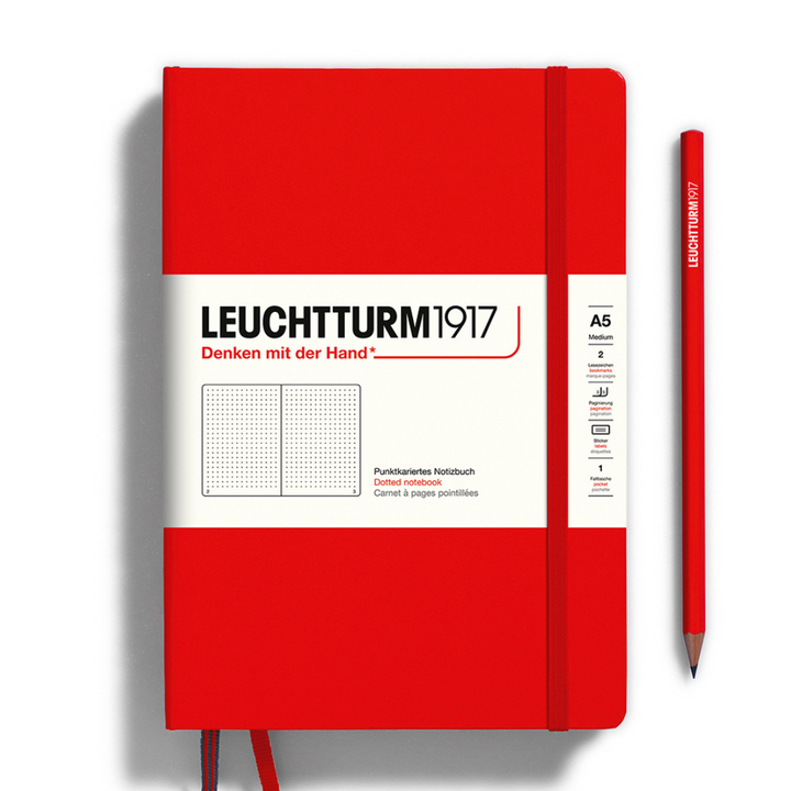 Leuchtturm1917 A5 Medium Hardcover Notebook in Dotted / Red — Leuchtturm1917 notebook — quality writing journal with premium paper, at Cityluxe Singapore stationery store