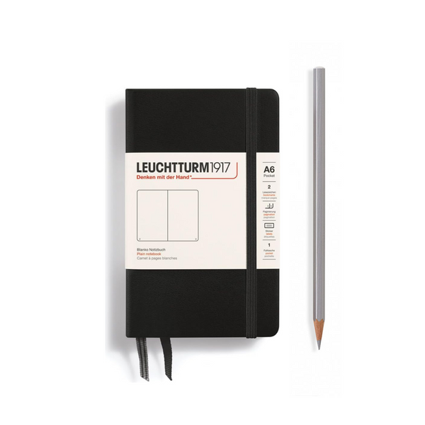 将图片加载到图库查看器，Leuchtturm1917 A6 Pocket Hardcover Notebook - Plain / Black
