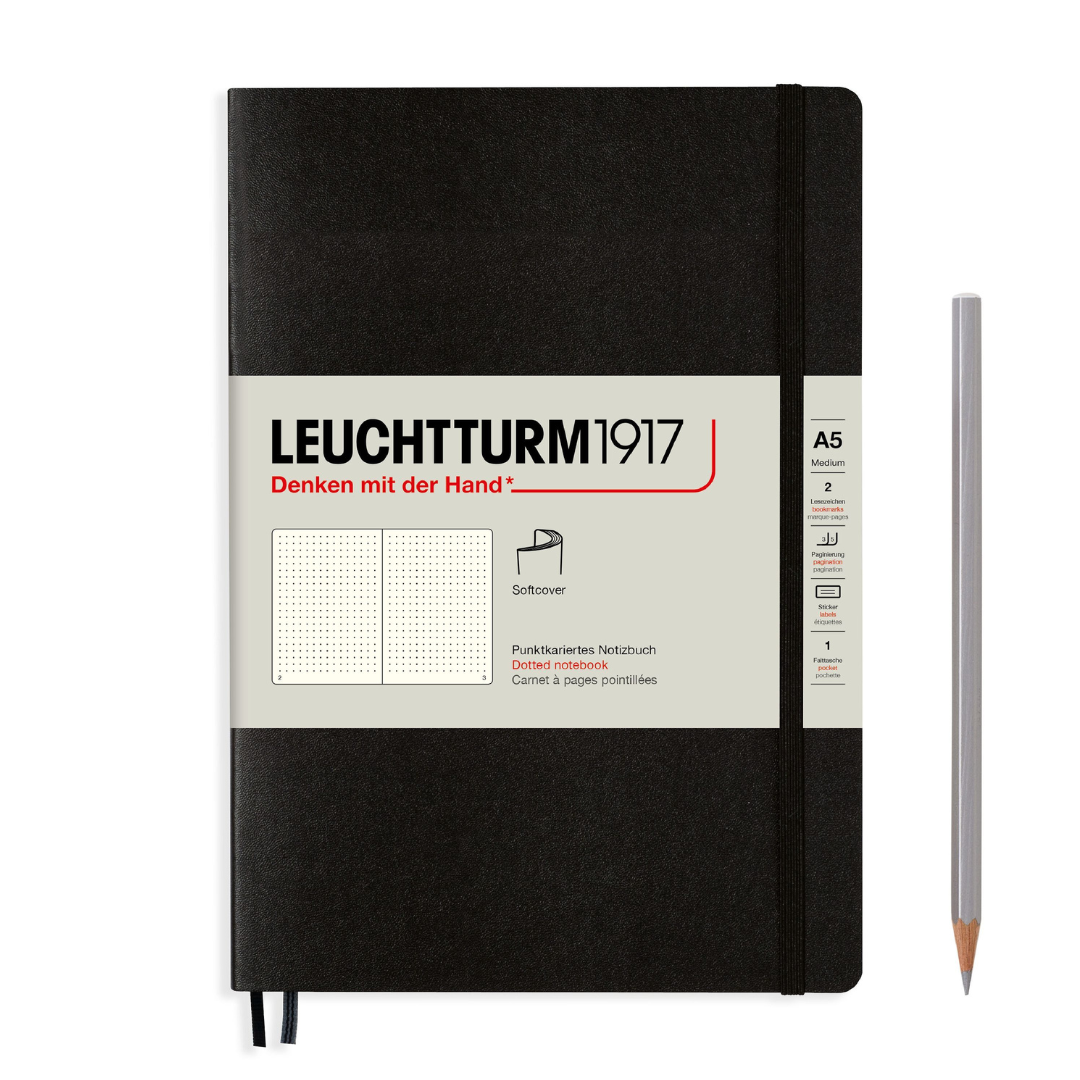 Leuchtturm1917 A5 Medium Softcover Notebook - Dotted / Black