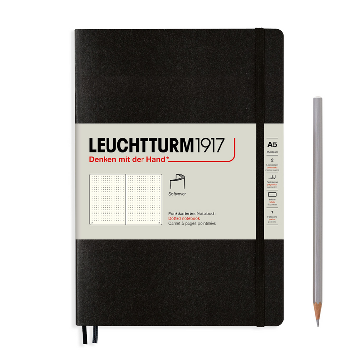 Leuchtturm1917 A5 Medium Softcover Notebook - Dotted / Black