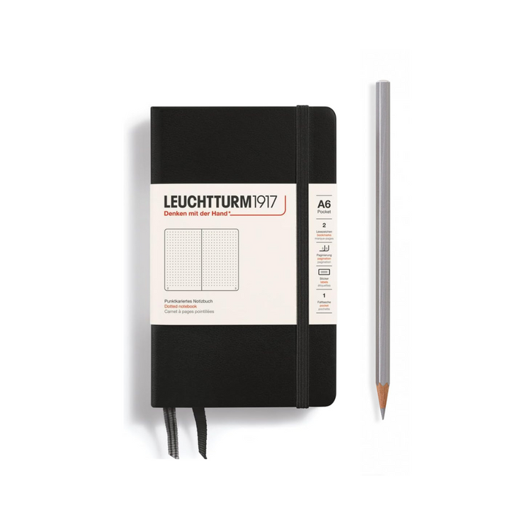 Leuchtturm1917 A6 Pocket Hardcover Notebook in Dotted / Black — Leuchtturm1917 notebook — quality writing journal with premium paper, at Cityluxe Singapore stationery store