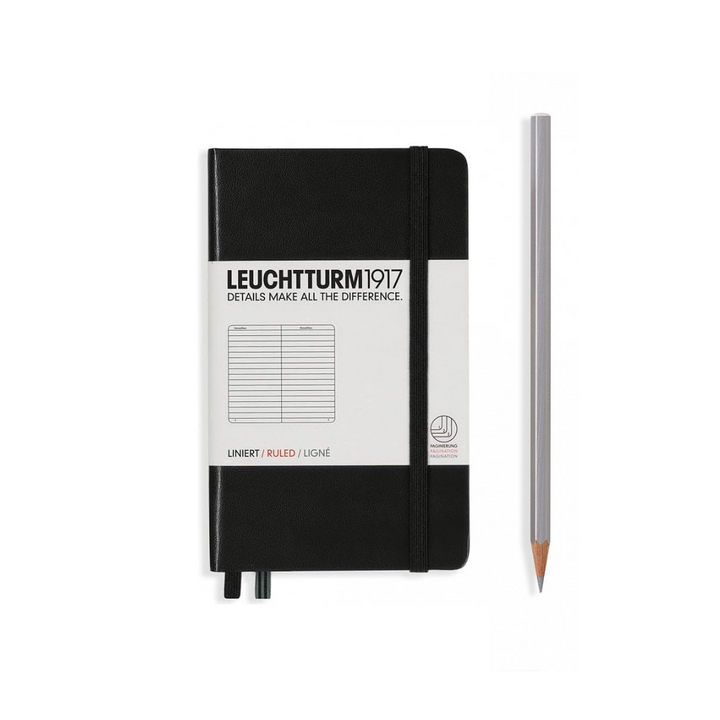 Leuchtturm1917 A6 Pocket Hardcover Notebook in Ruled / Black — Leuchtturm1917 notebook — quality writing journal with premium paper, at Cityluxe Singapore stationery store