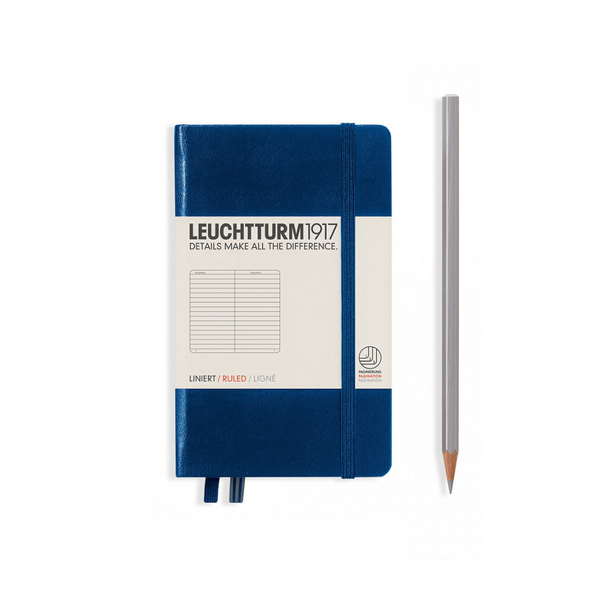 Leuchtturm1917 A6 Pocket Hardcover Notebook in Ruled / Navy — Leuchtturm1917 notebook — quality writing journal with premium paper, at Cityluxe Singapore stationery store