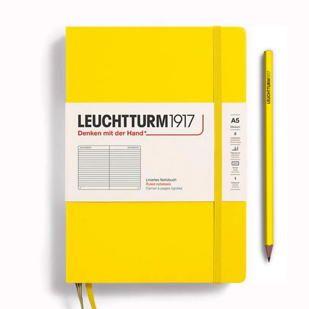 Leuchtturm1917 하드커버 A5 미디엄 노트북 레몬 - Ruled