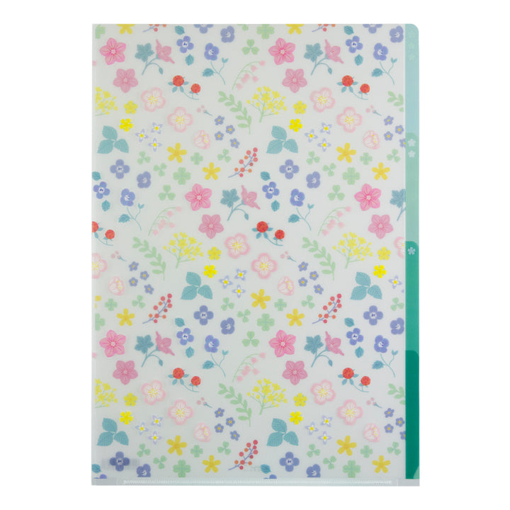 Midori 3 Pockets Clear Folder A4 Wild flower — Midori file folder — premium stationery and lifestyle, at Cityluxe Singapore