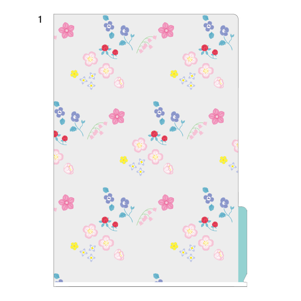 Midori 3 Pockets Clear Folder A4 Wild flower — Midori file folder — premium stationery and lifestyle, at Cityluxe Singapore