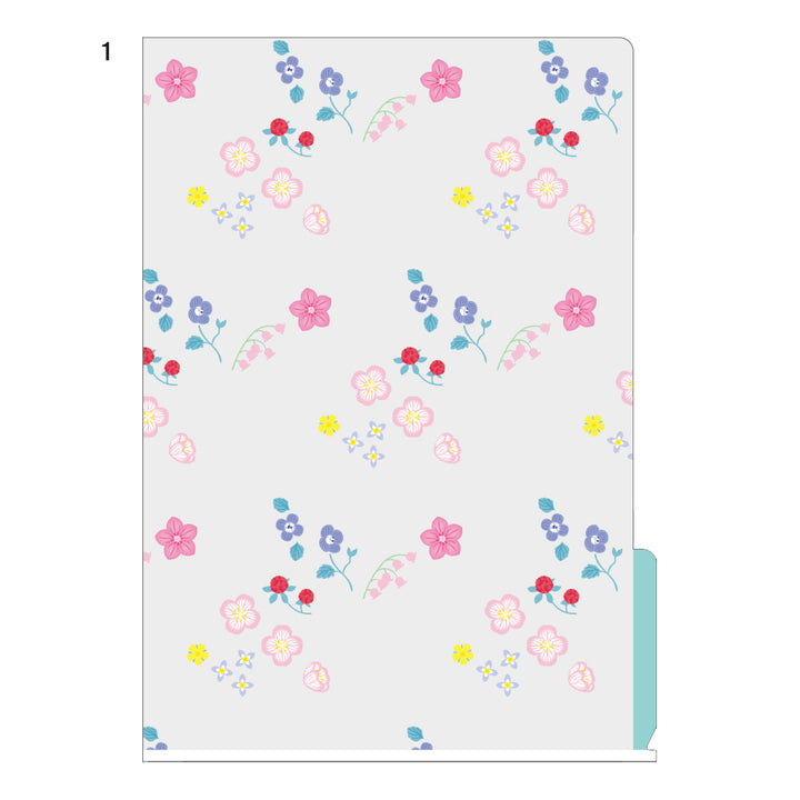 Midori 3 Pockets Clear Folder A4 Wild flower — Midori file folder — premium stationery and lifestyle, at Cityluxe Singapore