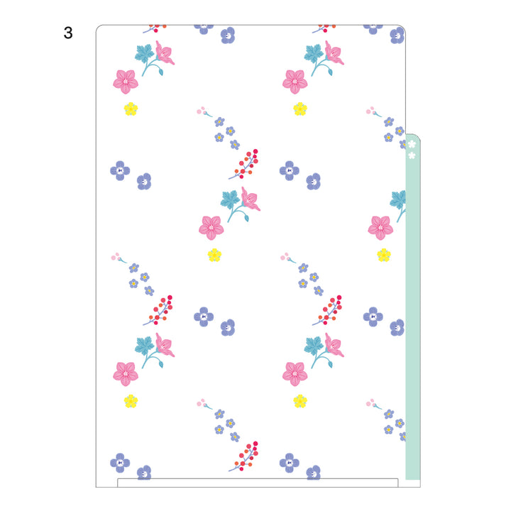 Midori 3 Pockets Clear Folder A4 Wild flower — Midori file folder — premium stationery and lifestyle, at Cityluxe Singapore