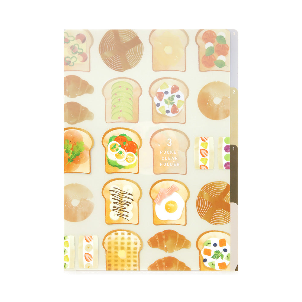 Midori 3 Pockets Clear Folder A4 Toast