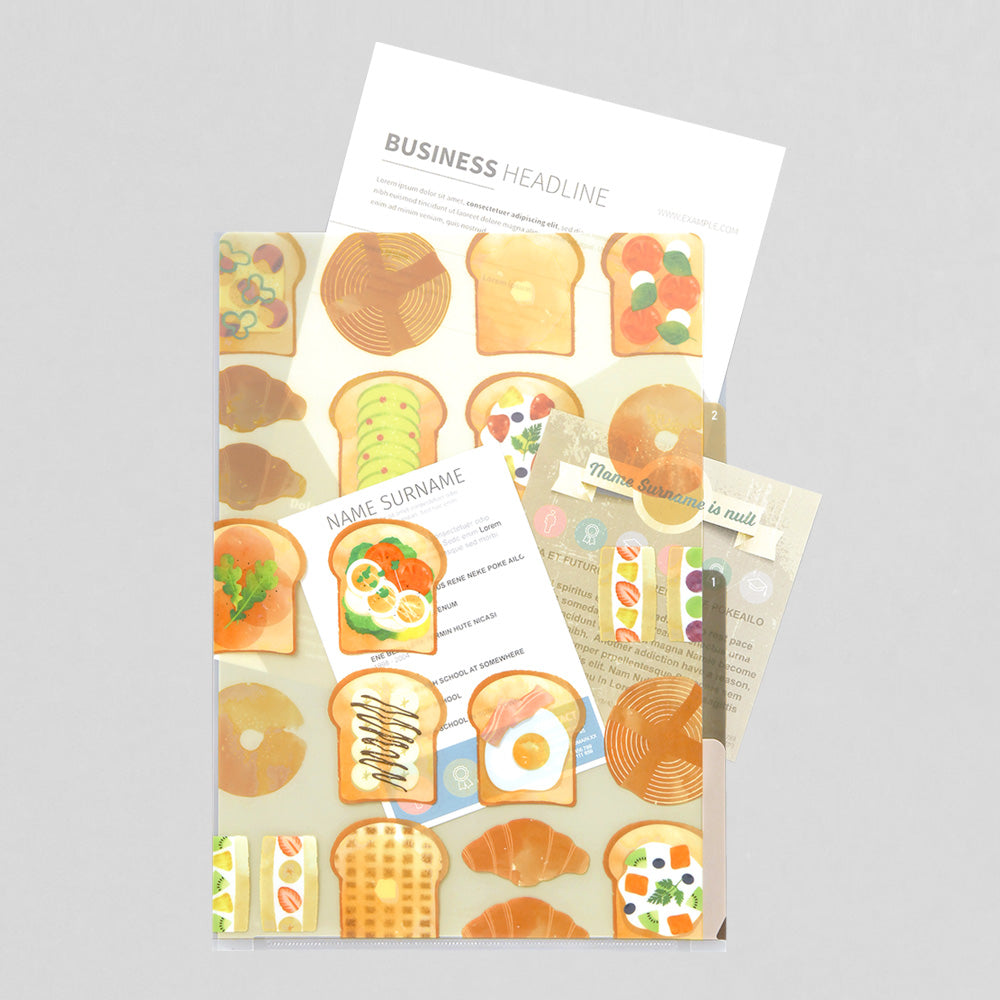 Midori 3 Pockets Clear Folder A4 Toast