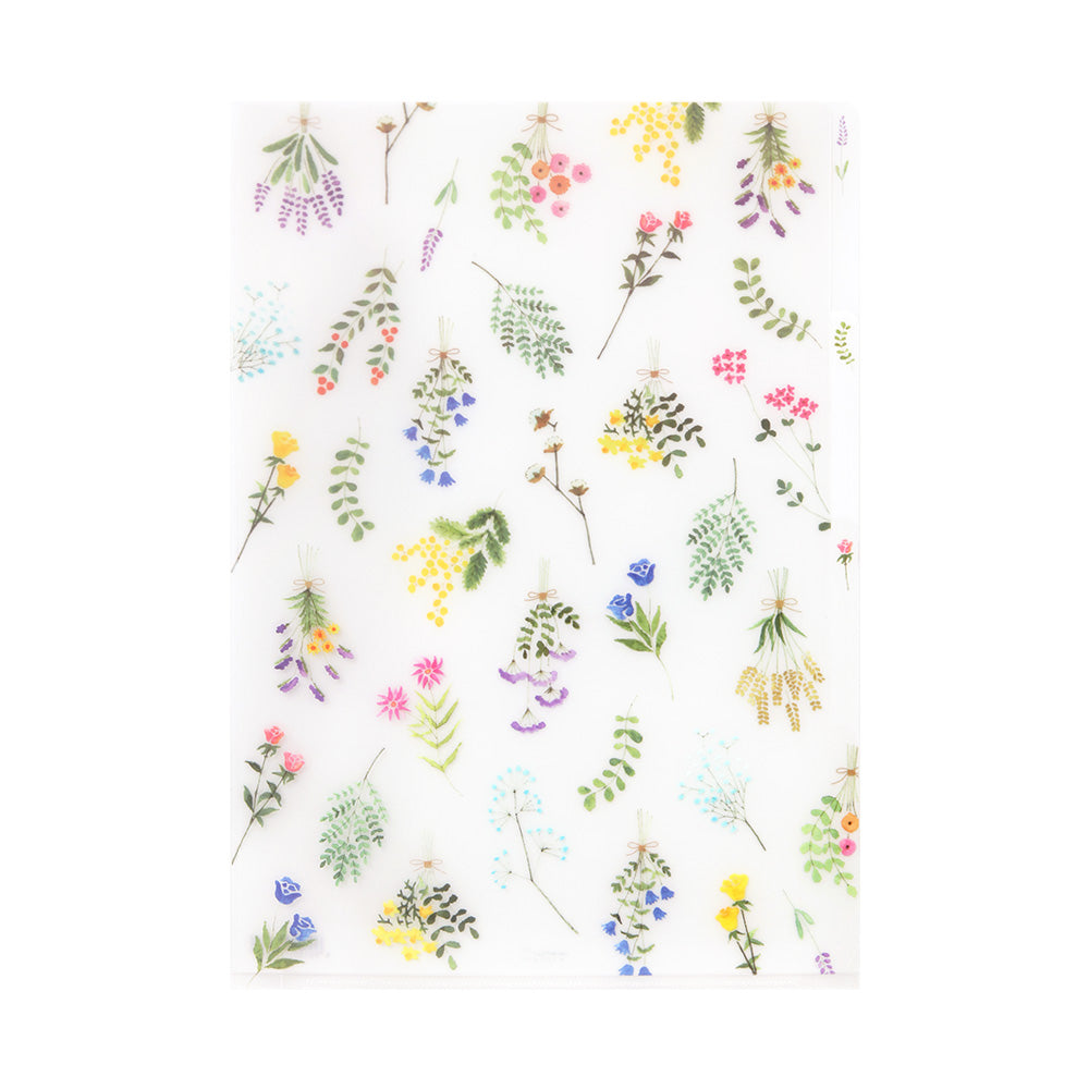 Midori 3 Pockets Clear Folder A4 Dried Flower — Midori file folder — premium stationery and lifestyle, at Cityluxe Singapore