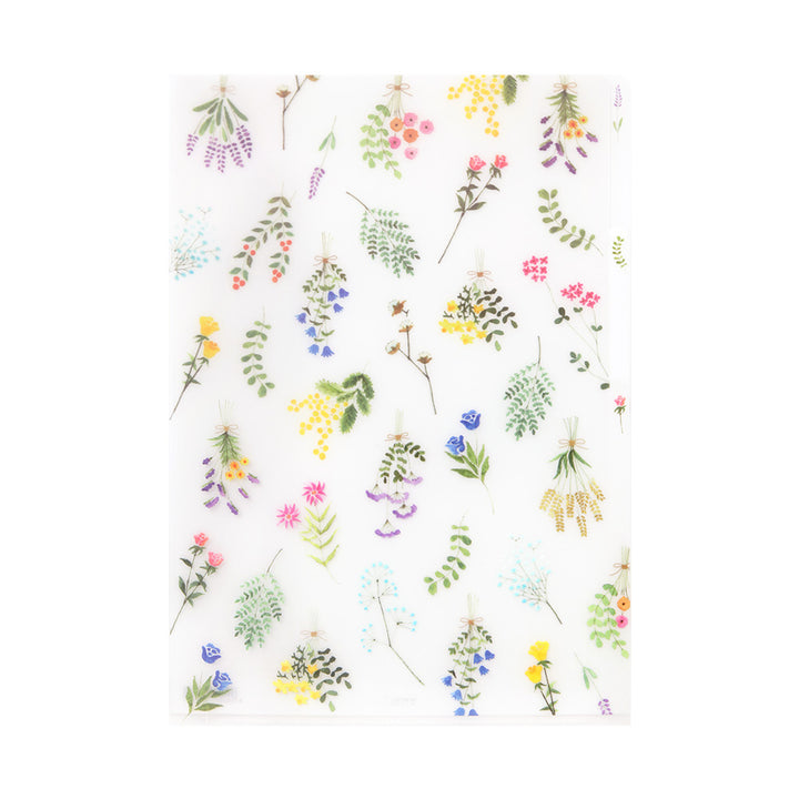 Midori 3 Pockets Clear Folder A4 Dried Flower — Midori file folder — premium stationery and lifestyle, at Cityluxe Singapore