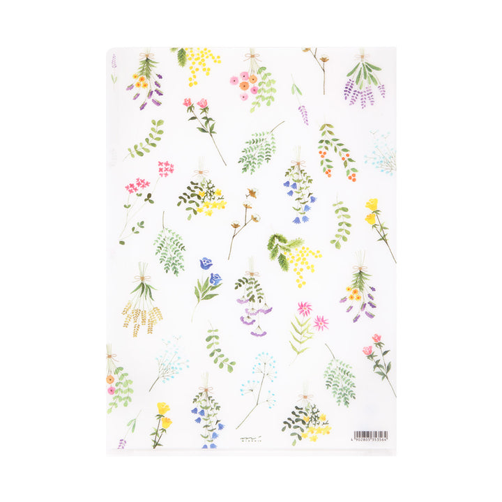 Midori 3 Pockets Clear Folder A4 Dried Flower — Midori file folder — premium stationery and lifestyle, at Cityluxe Singapore