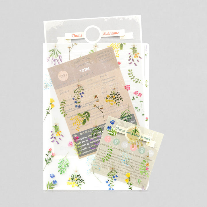 Midori 3 Pockets Clear Folder A4 Dried Flower — Midori file folder — premium stationery and lifestyle, at Cityluxe Singapore
