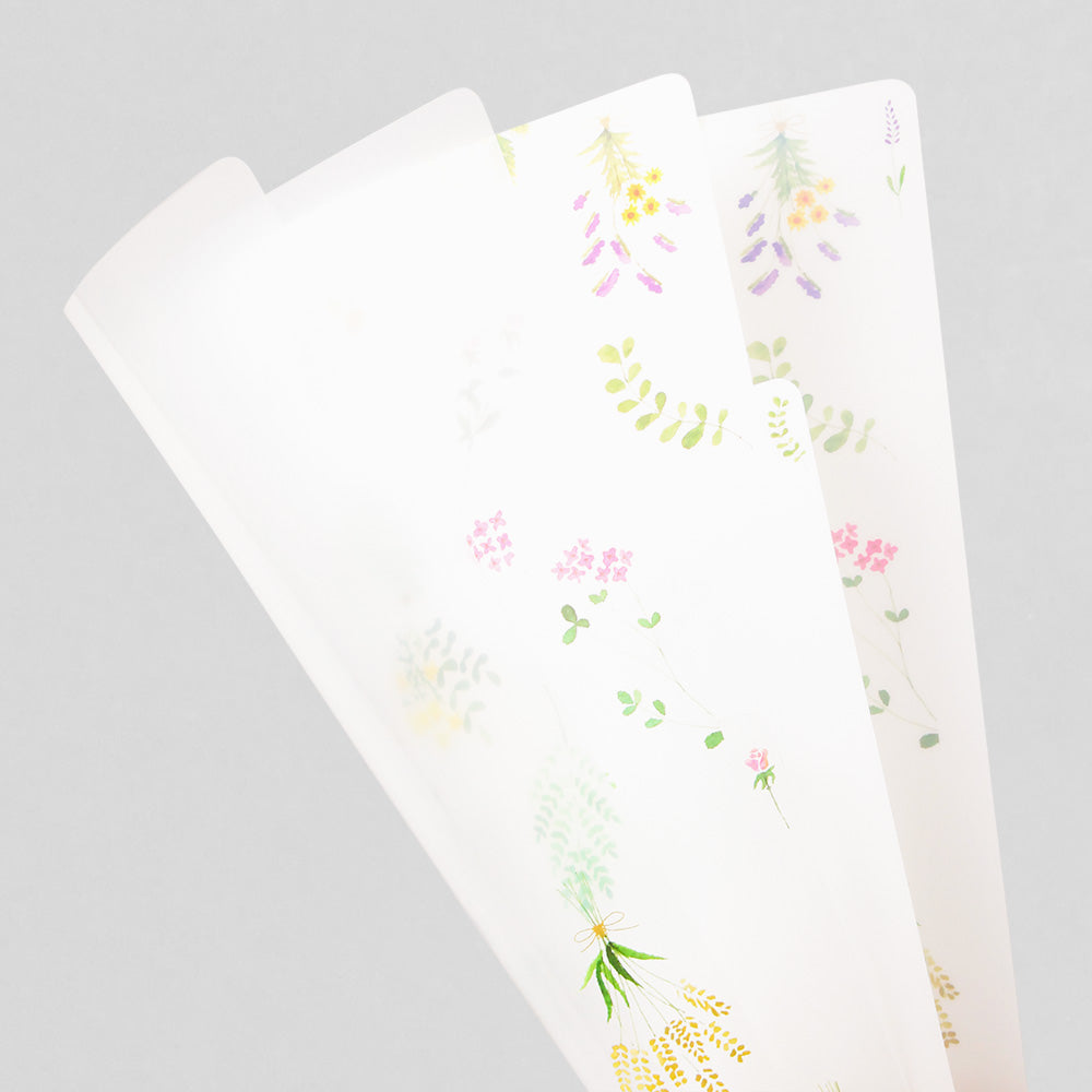 Midori 3 Pockets Clear Folder A4 Dried Flower — Midori file folder — premium stationery and lifestyle, at Cityluxe Singapore