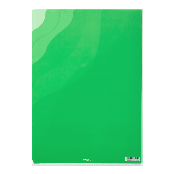 Midori 7 Pockets Clear Folder A4 in Gradation Green — Midori file folder — premium stationery and lifestyle, at Cityluxe Singapore