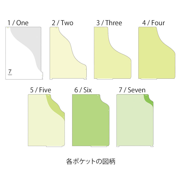 Midori 7 Pockets Clear Folder A4 in Gradation Green — Midori file folder — premium stationery and lifestyle, at Cityluxe Singapore
