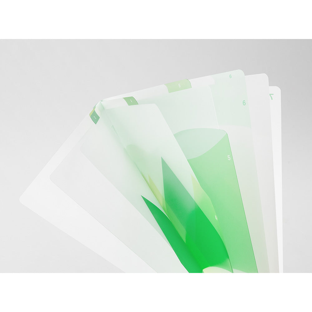 Midori 7 Pockets Clear Folder A4 in Landscape Green — Midori file folder — premium stationery and lifestyle, at Cityluxe Singapore
