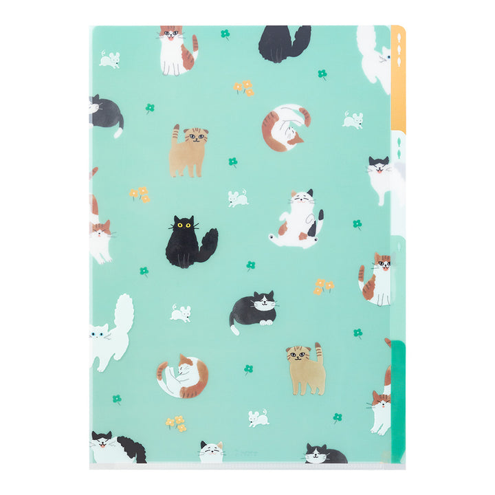 Midori A4 3 Pockets Clear Folder - Cats A