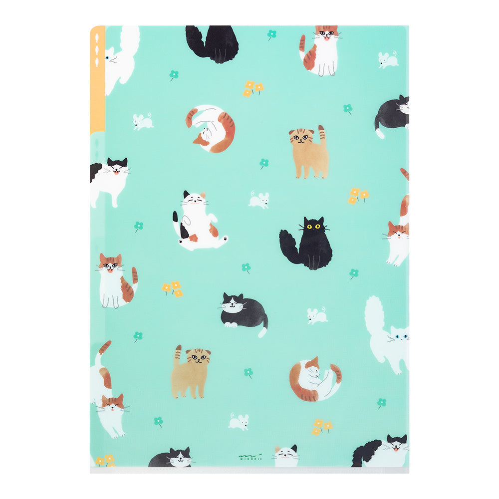 Midori A4 3 Pockets Clear Folder - Cats A