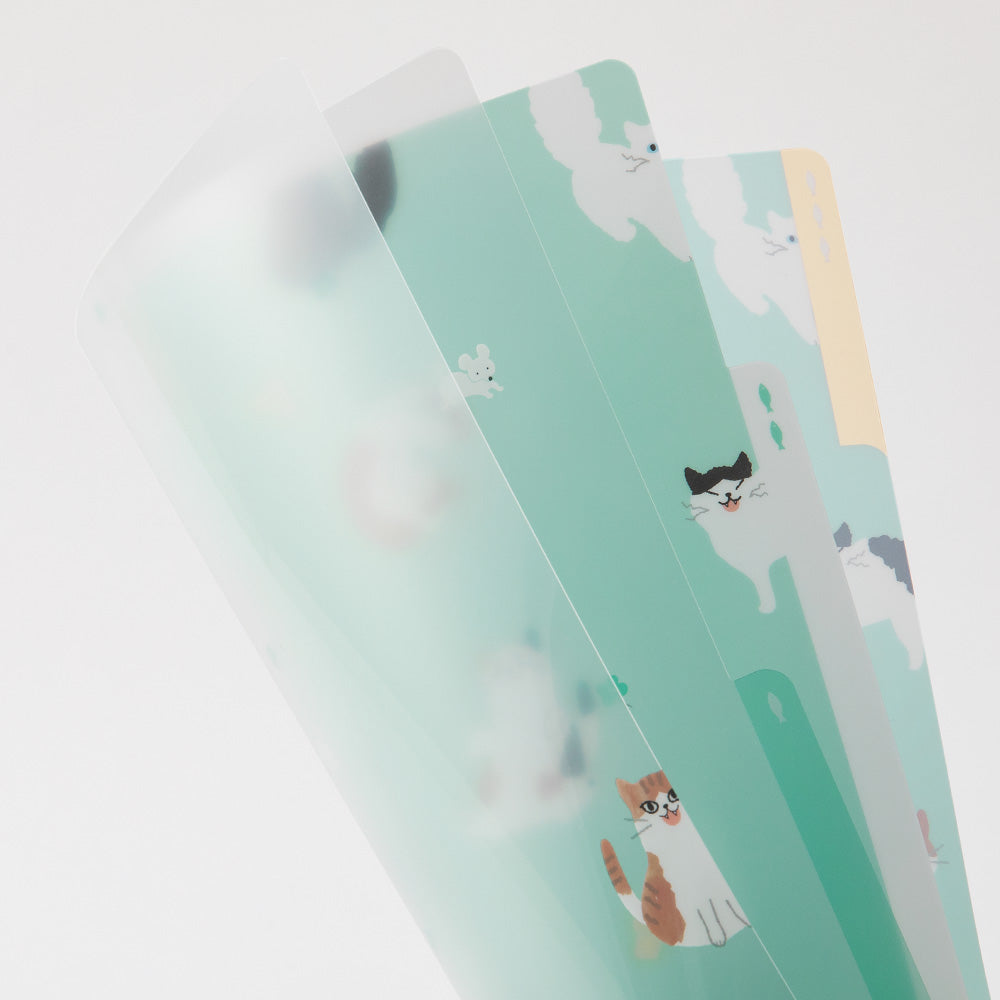Midori A4 3 Pockets Clear Folder - Cats A