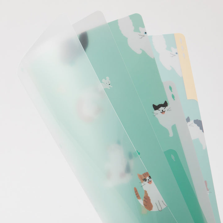 Midori A4 3 Pockets Clear Folder - Cats A