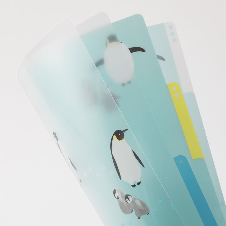 Midori A4 3 Pockets Clear Folder in Penguins A — Midori file folder — premium stationery and lifestyle, at Cityluxe Singapore