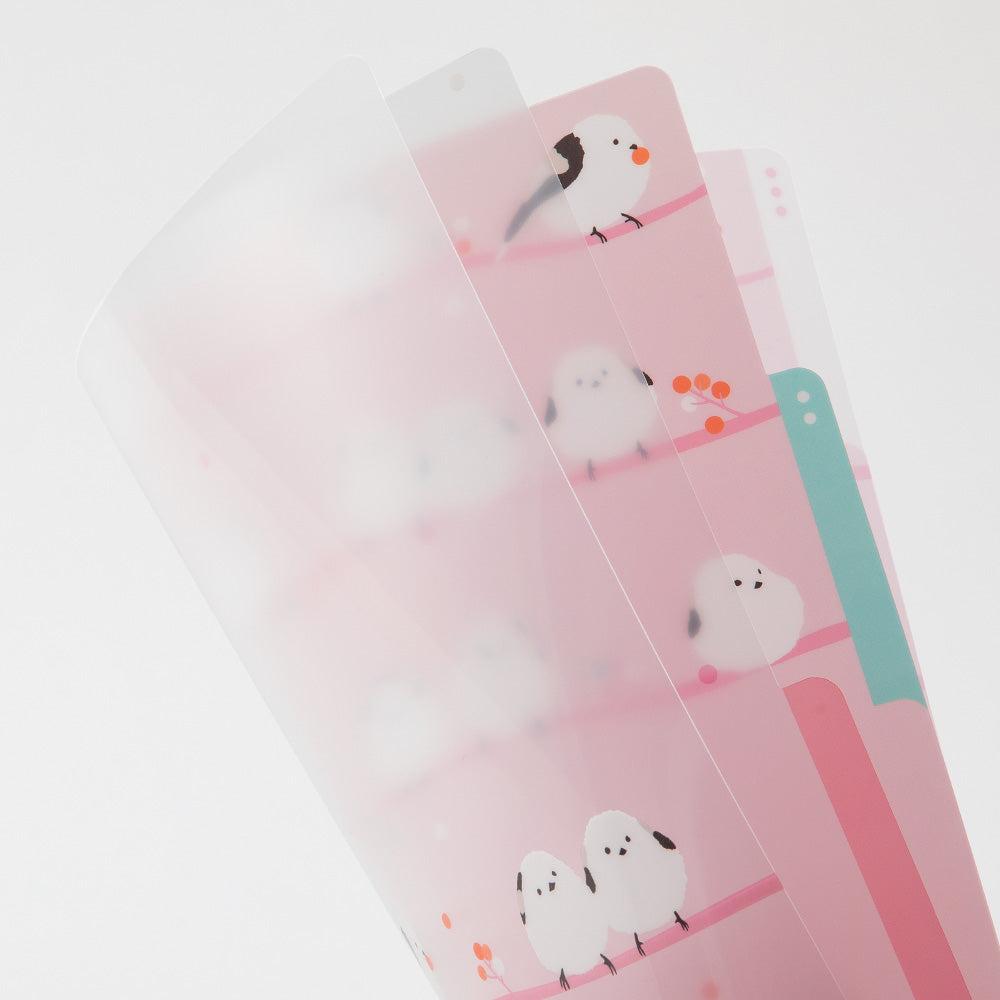 Midori A4 3 Pockets Clear Folder in Long-tailed Tits — Midori file folder — premium stationery and lifestyle, at Cityluxe Singapore