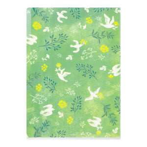 Midori A4 3 Pockets Clear Folder - White Birds