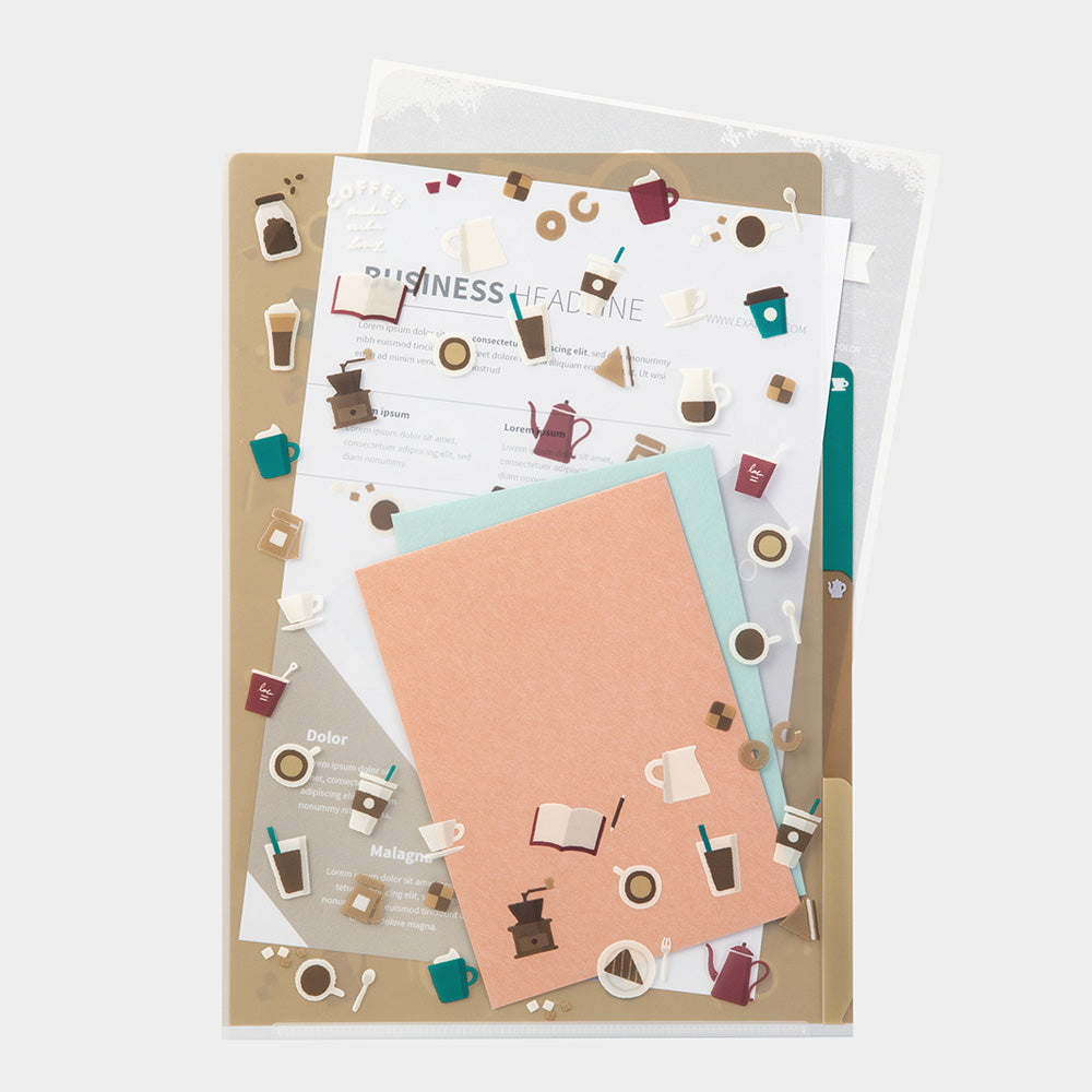 Midori A4 3 Pockets Clear Folder in Coffee A — Midori file folder — premium stationery and lifestyle, at Cityluxe Singapore
