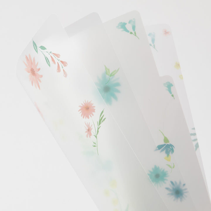 Midori A4 3 Pockets Clear Folder in Flowers B — Midori file folder — premium stationery and lifestyle, at Cityluxe Singapore