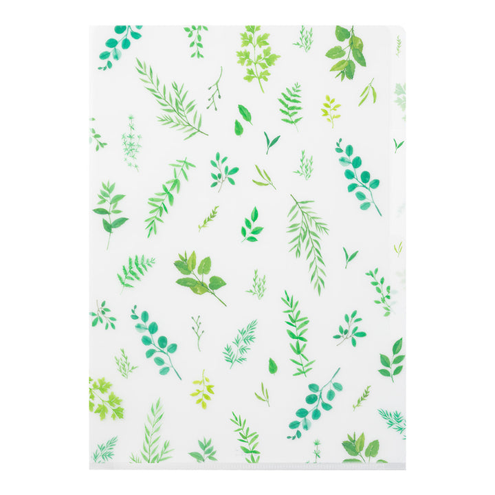 Midori A4 3 Pockets Clear Folder in Leaves — Midori file folder — premium stationery and lifestyle, at Cityluxe Singapore