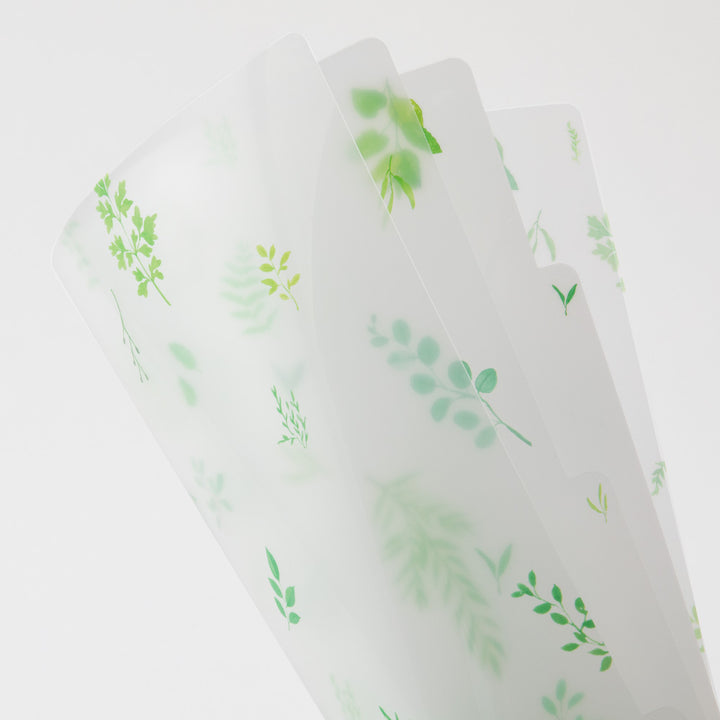 Midori A4 3 Pockets Clear Folder in Leaves — Midori file folder — premium stationery and lifestyle, at Cityluxe Singapore
