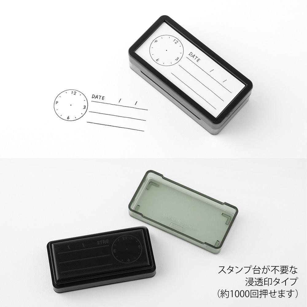 Midori Paintable Stamp Pre-inked Half Size Keep Track of Time — Midori rubber stamp — decorative stamp for journaling and paper craft, at Cityluxe Singapore