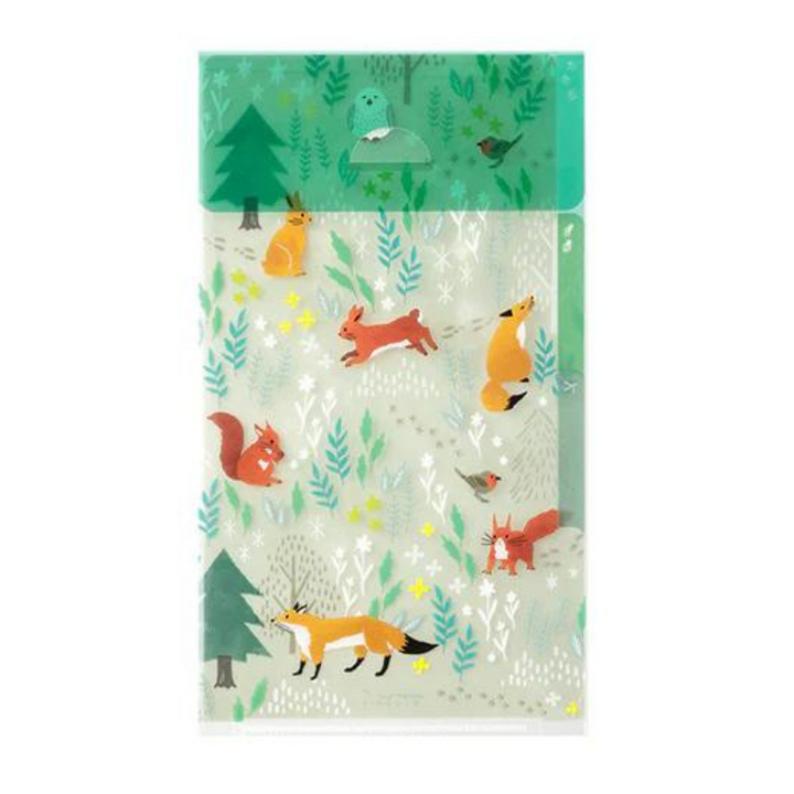 Midori A5 Slim 3 Pockets Clear Folder with Flap in Nordic Animals — Midori file folder — premium stationery and lifestyle, at Cityluxe Singapore