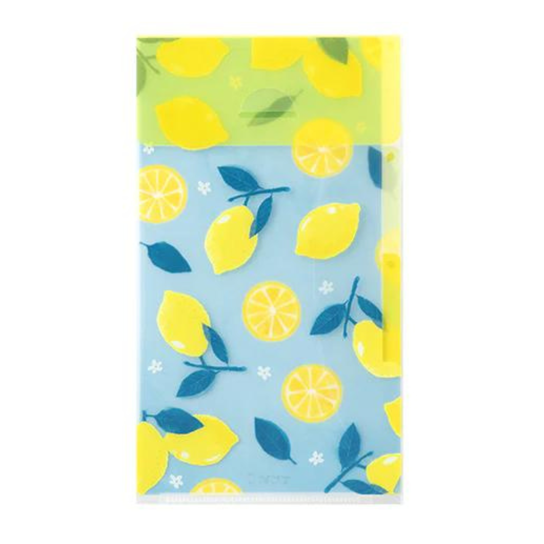 Midori A5 Slim 3 Pockets Clear Folder with Flap in Lemon — Midori file folder — premium stationery and lifestyle, at Cityluxe Singapore