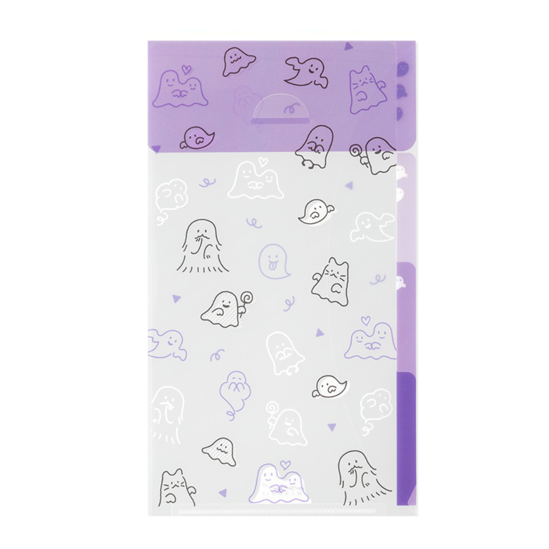 Midori A5 Slim 3 Pockets Clear Folder with Flap in Ghost — Midori file folder — premium stationery and lifestyle, at Cityluxe Singapore