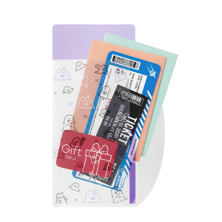 Midori A5 Slim 3 Pockets Clear Folder with Flap in Ghost — Midori file folder — premium stationery and lifestyle, at Cityluxe Singapore