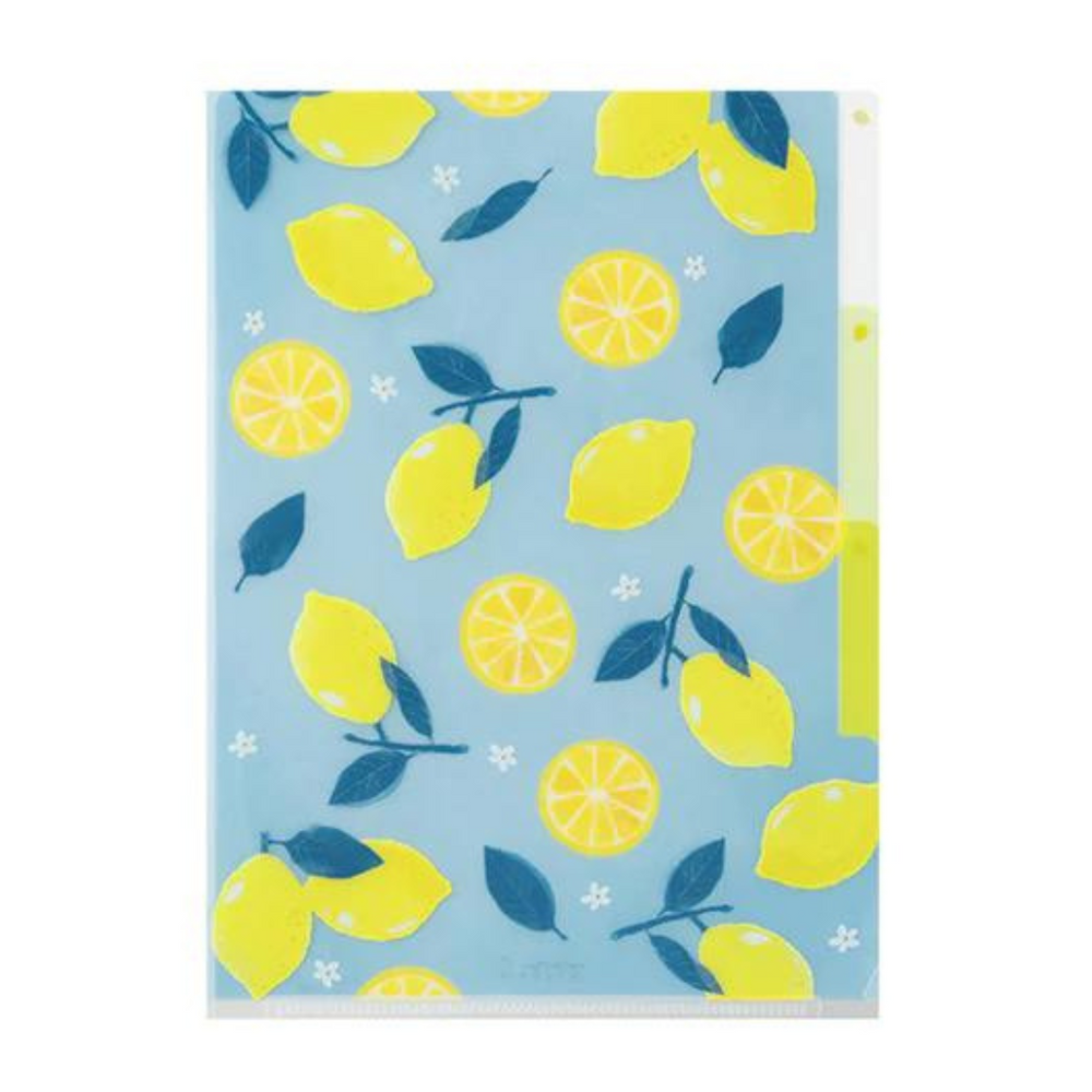 Midori A5 3 Pockets Clear Folder in Lemon — Midori file folder — premium stationery and lifestyle, at Cityluxe Singapore