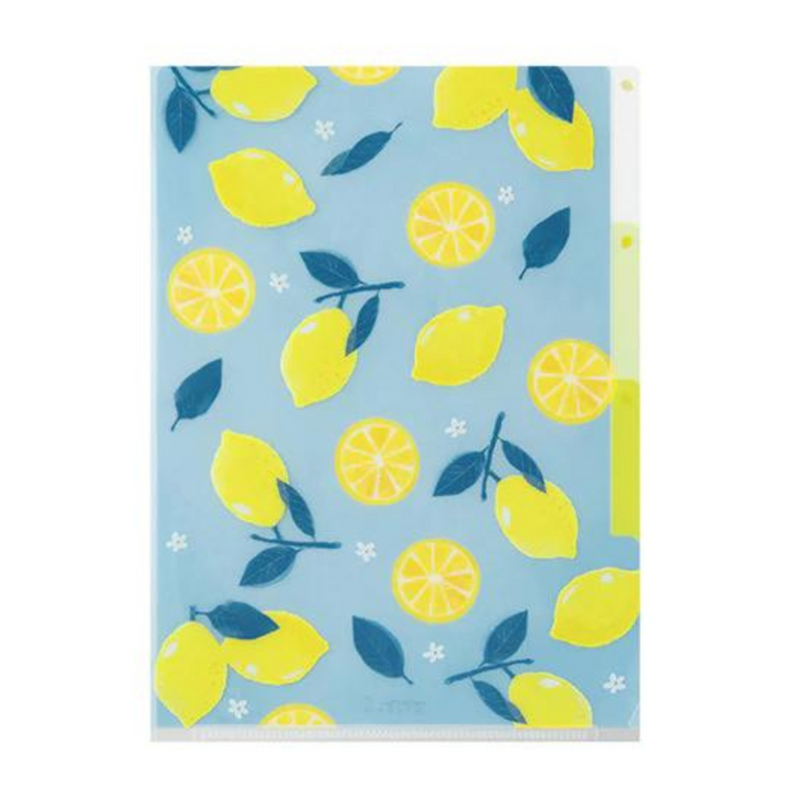 Midori A5 3 Pockets Clear Folder - Lemon — side view