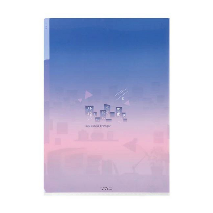 Midori A4 3 Pockets Clear Folder in City Pop — Midori file folder — premium stationery and lifestyle, at Cityluxe Singapore